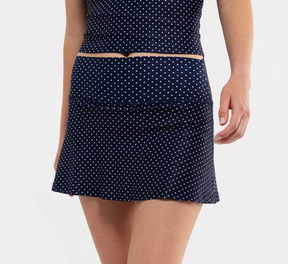 Smith & Quinn Anne Skort Wide Waistband Stretch Navy Blue Polka Dot Size Medium